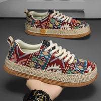 Men's Lightweight Linen Breathable Grass Woven Fishing Shoes