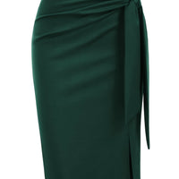 Elegant Monochrome High-waisted Knee-length Skirt For Women