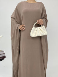Womens Cinched-waist Batwing-sleeve Dress