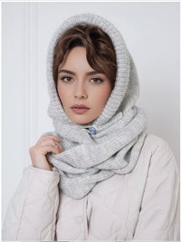 Solid Color Fashion Casual Knit Hat With Cross Scarf