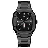 Business Rectangular Creative Dual-Date Steel-Strap Mens Watch