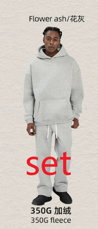 Men's Hooded Sweatshirt Fleece-lined Loose Sweatshirt Set