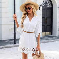 V-neck Long-sleeve Cutout Burnout Floral Dress