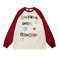 Men's Letters Multicolor Printing Autumn And Winter Couple Loose Long Sleeve Sweatershirt