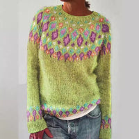 Round Neck Multicolor Loose Fashion Pullover Sweater