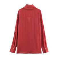 European And American Style Fashionable Simple Printed Bowknot Decoration Shirt