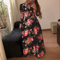 European And American-style Fashion Digital-print Maxi Dress