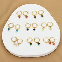 Stainless Steel Heart-Shaped Zircon Earrings Fashionable For Women