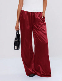 Satin Loose Wide Leg Drawstring Long Pants