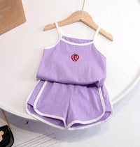 Girls' Home Service Suit Summer Suspender Pajamas Thin Style Western-style Vest Breathing Cotton Air-conditioning Suit