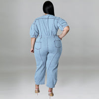Women's Fashion Wash Denim Jumpsuit