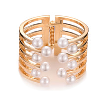 Alloy Fan-Shaped Symmetrical Pearl Bracelet For Women