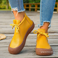 Plus-size Retro Lace-up Casual Soft Leather Shoes For Women
