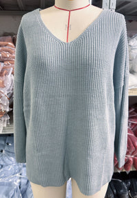 V-neck Loose-fitting Long-sleeve Sweater For Fall And Winter