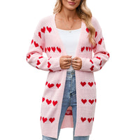 Women's Heart-shaped Jacquard Cardigan Coat Sweater