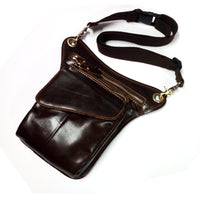 Genuine Leather Mens Waist Bag Outdoor Tactical Leg Rig
