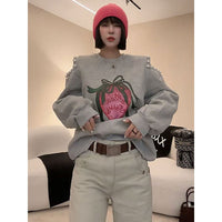 Women's Round-Neck Off-Shoulder Short Sweatshirt
