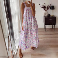 Casual Slip Dress With A Square Neckline And A Standard Digital Print