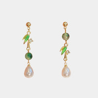 New Chinese-style Bamboo Leaf Pearl Earrings Women's Vintage