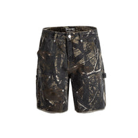 High Street Leaves Camouflage Denim Shorts