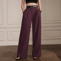 Retro Purple High-waisted Pleated Wide-leg Pants