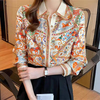 Printed Shirt Long Sleeve Loose Plus Size