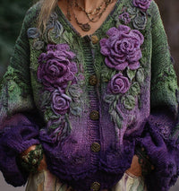 Women's Printed Wear Cardigan Knitted Coat
