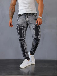 Stylish, Slim-fit Mens Trousers With An Irregular Floral Print Design