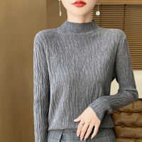 Knitted Jacquard Long-sleeved Sweater For Women As Base Layer