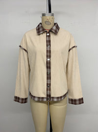 Women's Plaid Corduroy Stitching Jacket
