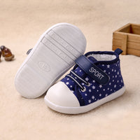Canvas Lamb Velvet Lace-up Velcro Tape Toddler Baby Shoes