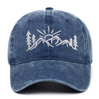 Mountain Style Embroidered Baseball Cap Cotton Worn Looking Washed-out Baseball