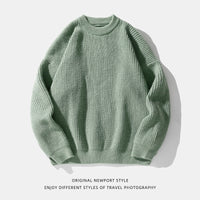 Thick Needle Sunken Stripe Texture Sweater Men's Autumn And Winter Solid Color Coat