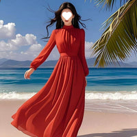 French Style Soft Waist Cinching Flattering Maxi Dress