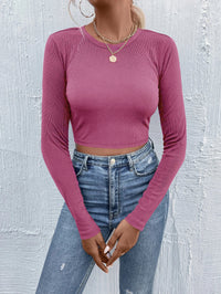 Women's Round Neck Pullover Casual Long Sleeve T-shirt Top
