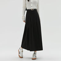 Autumn And Winter New Mid-length High-waisted Slimming A-line Maxi Skirt With Drape