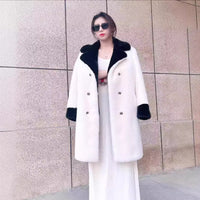 V-neck Large Lapel Contrast Color Long Coat