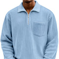 Men's Solid-color Henley Zip-up Casual Long-sleeve Hoodie