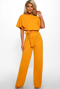 Fashion Bat Short-sleeved Lace-up Jumpsuit