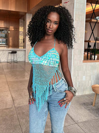 Beach Vacation Sequined Tassel Camisole Top