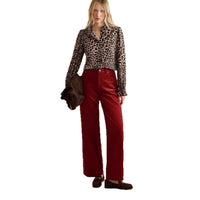New Womens Casual Leopard-print Stand-collar Long-sleeve Cardigan Shirt