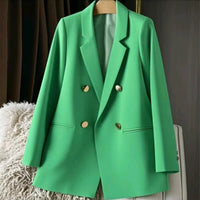 Women's Solid-Colored Defined-Waist Blazer