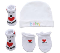 Letter Striped Children's Socks, Gloves, Hat Set