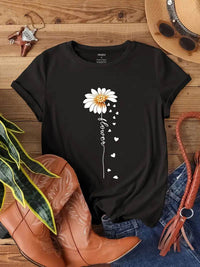 Printed Round Neck Short Sleeve Top