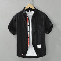 Japanese Style Simple Color Matching Short Sleeve Shirt