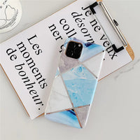 Stitched geometric marble phone case