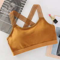 Cross-over off-the-shoulder bra