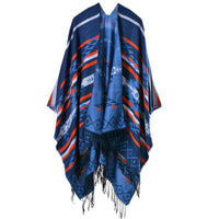 Geometric Diamond Tassel Shawl Cape