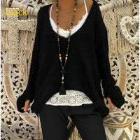 V-neck Loose Knitted Warm Commuter Sweater