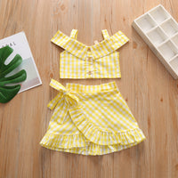 Two-piece skirt with flying sleeves and ruffles